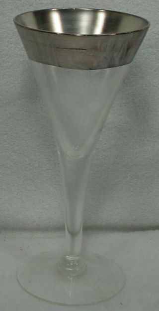 Dorothy Thorpe Crystal Silver Band Pattern Wine Glass/goblet 6 " Needs Polish