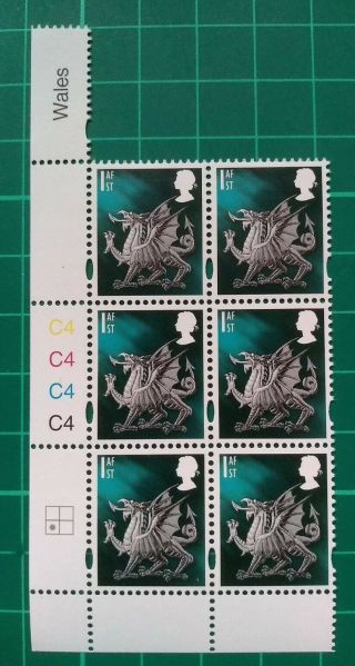 2020 Wales 1st Class Regional C4 Cylinder Block Of 6 { Ex 10/08/20 Sheets}