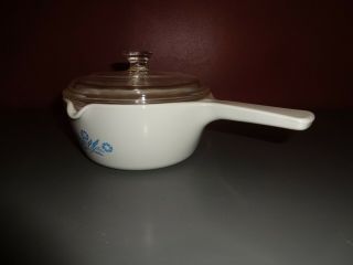 Vintage Corning Ware Blue Cornflower P - 89 - B Sauce Gravy Pan With Spout And Lid