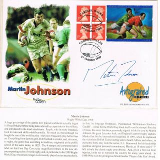 1999 Rugby World Cup Fdc Signed Martin Johnson
