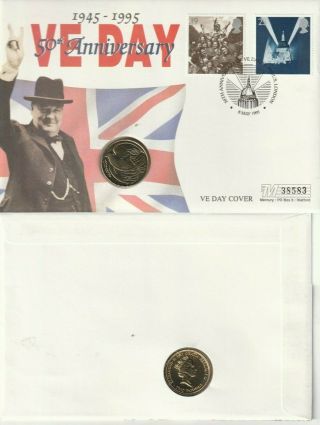 8 May 1995 50th Anniversary Ve Day Churchill £2 Comm Coin First Day Cover