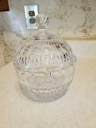 7 " Vintage Cut Crystal Clear Glass Covered Sugar Bowl Candy Trinket Dish Bowl