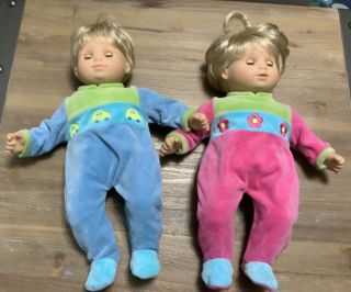 American Girl Bitty Baby Twin Dolls Blonde Hair Blue Eyes Matching Pajamas