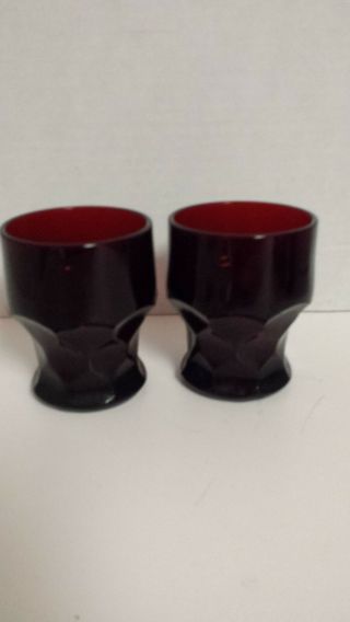 Ruby Red Drinking Glasses Georgian Set Of 2 Vintage Red Glass Drinking Glasses