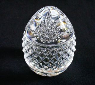 3 1/2 " Clear Cut Crystal Art Glass Egg Diamond Cut Paperweight Made In France Ec