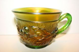 Antique Vintage Northwoods Green Carvinal Punch Bowl Cup Acorn Burrs One Cup