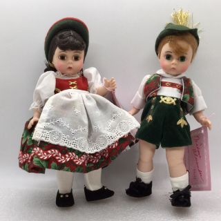 1992 Ltd Ed.  Madame Alexander ‘the Alpine Christmas Twins’ 8” Dolls No.  1611/2000