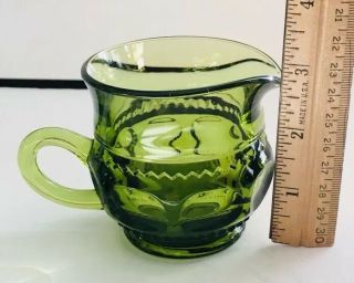 Vintage Green Depression Glass creamer and sugar bowl Dimpled Oval design 3