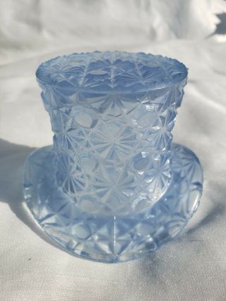 Vintage Fenton Top Hat Toothpick Light Blue Vaseline Glass -