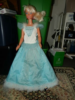 Barbie Life Size Doll Mattel 38 " Tall 1992 Blue Dress