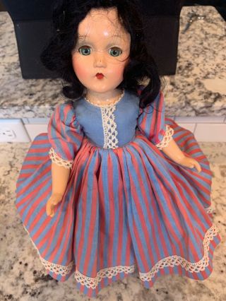 Vintage Madame Alexander Scarlett O’hara 13” Doll In Red And Blue Striped Dress