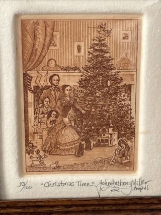 John Anthony Miller Etching “Christmas Time” Signed,  93/100 2