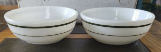 Set Of 2 Pyrex Tableware By Corning 4 - 3/4 " Small Cereal Bowls Green Stripe 708