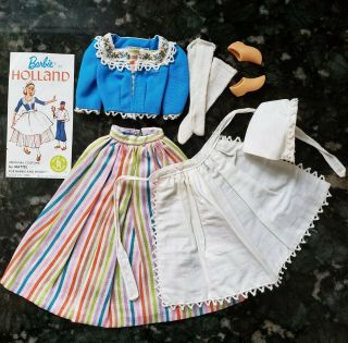 Vintage Barbie In Holland Outfit 823 Complete Brochure Clogs 1964 Euc