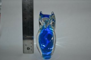 Stunning Art - Glass Crystal Owl Figurine - Blue - Paperweight