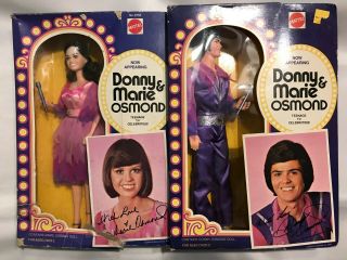 Vintage 1976 Mattel Donny & Marie Osmond Dolls 9768 & 9767 In Boxes