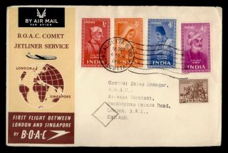 Dr Who 1952 India First Flight Boac Calcutta To London England F69104