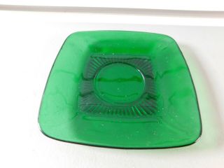 Vintage Replacement Dark Green Glass Square Saucer 5.  25x5.  25 "