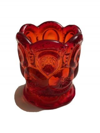 Vintage Le Smith Moon And Stars Red Glass Votive Toothpick Holder