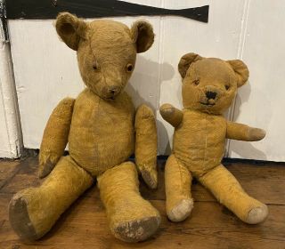 Antique Mohair Early Teddy Bears Vintage Toys X 2