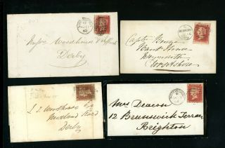 Gb Victoria Penny Red Stars On Covers (4) (j224)