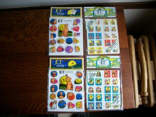 4 Packs Of 1982 Vintage E.  T.  Extra Terrestrial Stickers Puffy And Pine Scent