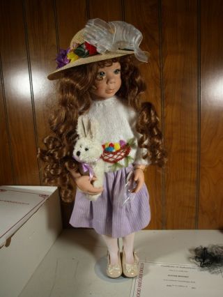 Vintage Signed Julie Good - Kruger 20 " Vinyl Doll Easter Bonnet W/ Box 54/200