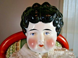 Antique Hertwig Pet Name Helen China Shoulder Head Doll,  27 "