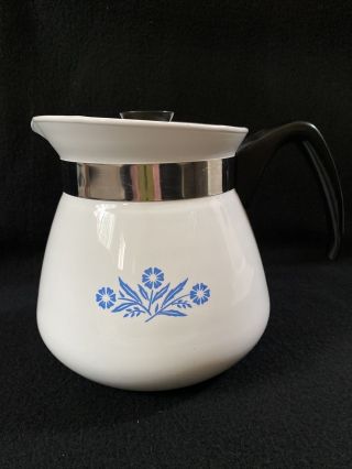 Vintage Corning Ware Teapot Blue Cornflower Tea Pot Kettle With Silver Lid