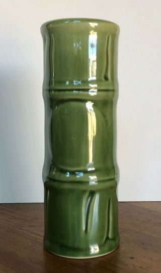 Vintage Libbey Bamboo Tiki Tall Green Ceramic Cocktail Mug Cup Vase