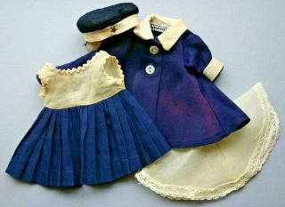 Vintage Madame Alexander Doll Tagged Clothing Outfit Dress Coat Sailor Hat Slip