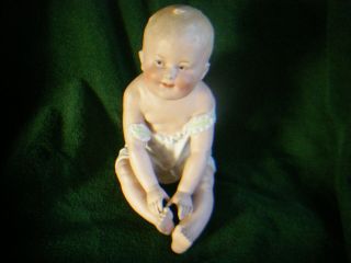 Gebruder Heubach Bisque Piano Baby Boy Clothed Rising Sun Mark Numbered Antique
