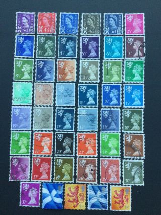 Gb.  Regional Stamps.  Scotland.  47 Different Definitives.  As Illustrated.  Fine Use
