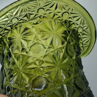 Vintage Green Glass Daisy Button Top Hat Vase Toothpick Holder 3 5 