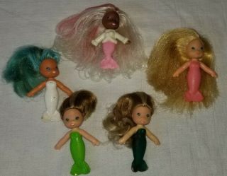 Kenner Vintage (5) Small Sea Wees Includes Rare Black Icy Gal Coral