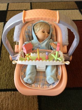 American Girl Biddy Baby With Infant Car Carrier Seat Pink Purple Yellow Retired