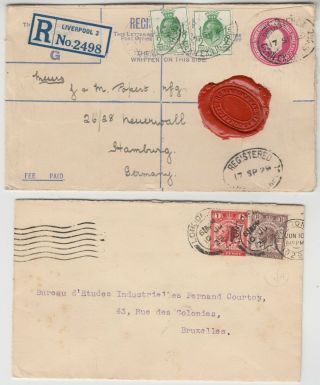 1929 Postal Union Congress Values On 2x Covers To Hamburg (reg) & Bruxelles