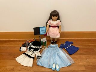 18 " Samantha American Girl Doll W/ Multiple Outfits And Violin Accessories.