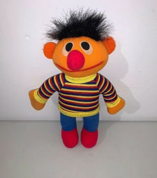 1985 Ernie Sesame Street Plush Doll 72900 Vintage Playskool 10” A2