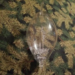 Vintage Hand Blown Glass Christmas Ornament With Hand Blown Candle Inside.
