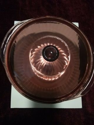 Vintage Cranberry Pyrex Ribbed Casserole Dish With Lid 2 Qt 024 - S
