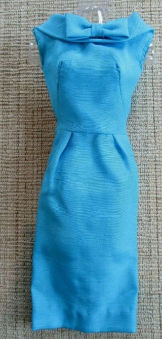 Vintage Barbie Turquoise Blue Silk Pak Sheath Dress Near On Dress Form
