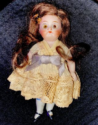 Early Antique All Bisque 4 1/2 " French Mignonette Doll All Fantastic