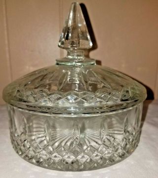 Indiana Glass Princess Clear Covered Candy Trinket Box Dish Bowl With Lid 6 Inch