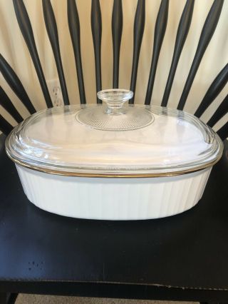 Corning Ware 2.  8 Liter Oval Casserole French White (Gold Trim) F - 2 - B With Lid 3