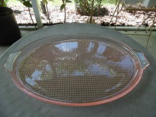 Jeannette Pink Depression Glass Homespun Fine Rib Oval Serving Tray Platter