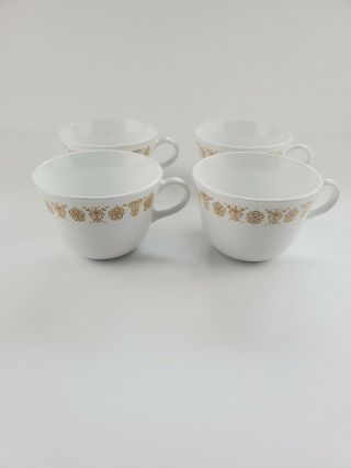 Set Of 4 Vintage Corelle Butterfly Gold Coffee Tea Cups