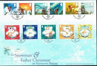 2004 The Snowman & Father Christmas Gb,  Isle Of Man Joint Fdc