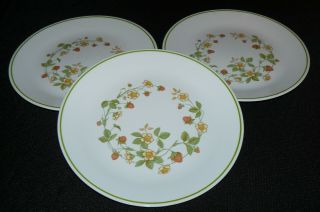 Set Of 3 Corelle Ware Strawberry Sundae Pattern 10 1/4 " Dinner Plates