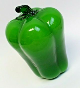 Vintage Retro Murano Style Green Pepper Studio Art Glass Hand Blown Veggie 5 "